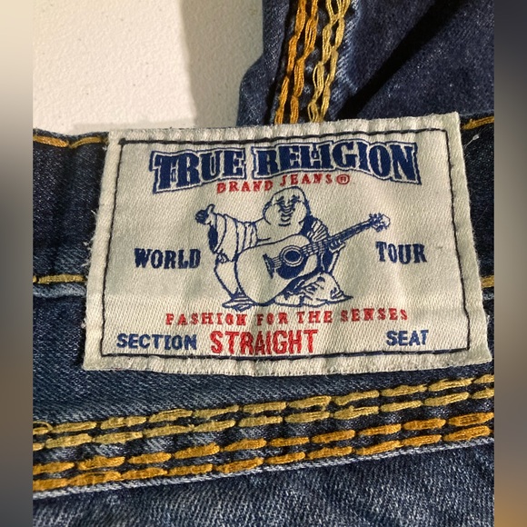 Rare!True Religion Super QT Straight w/ Flap in “ROGUE RENEGADE” wash size 32x32 - Picture 2 of 8